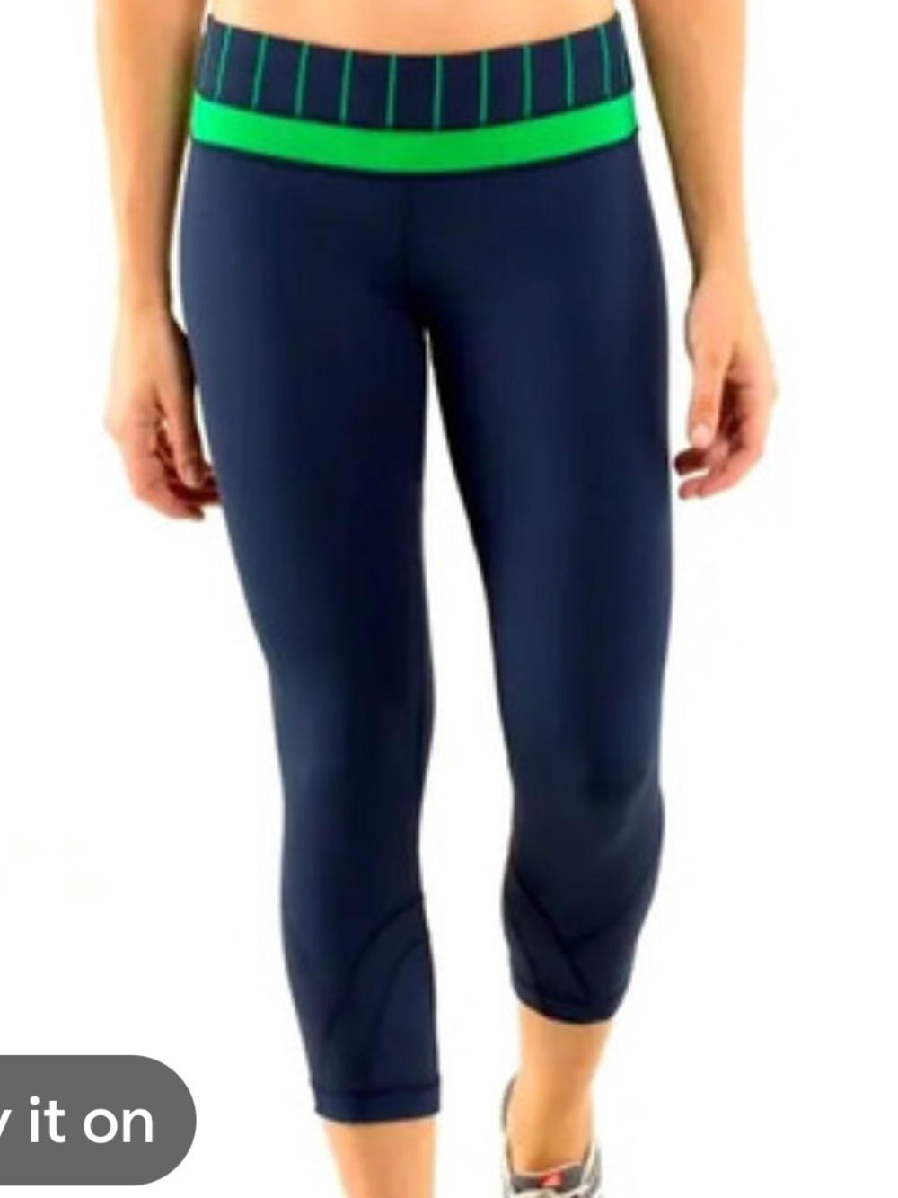 Lululemon Run Inspire Crop Inkwell/Greenbean SZ 10